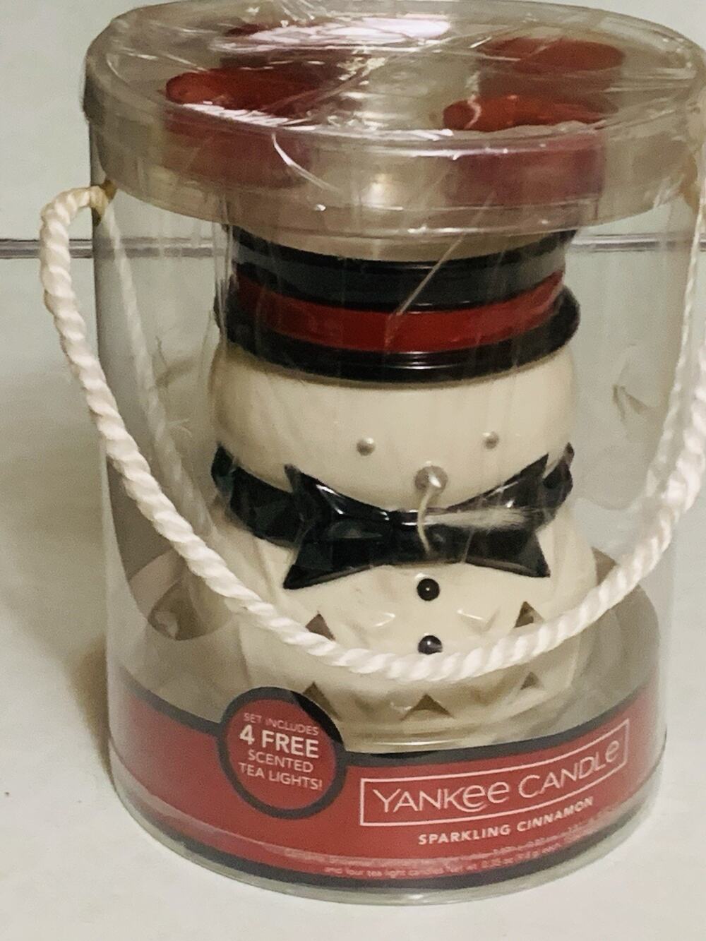 Yankee Candle Snowman Luminary Tea Light Holder Sparkling Cinnamon Set Sealed